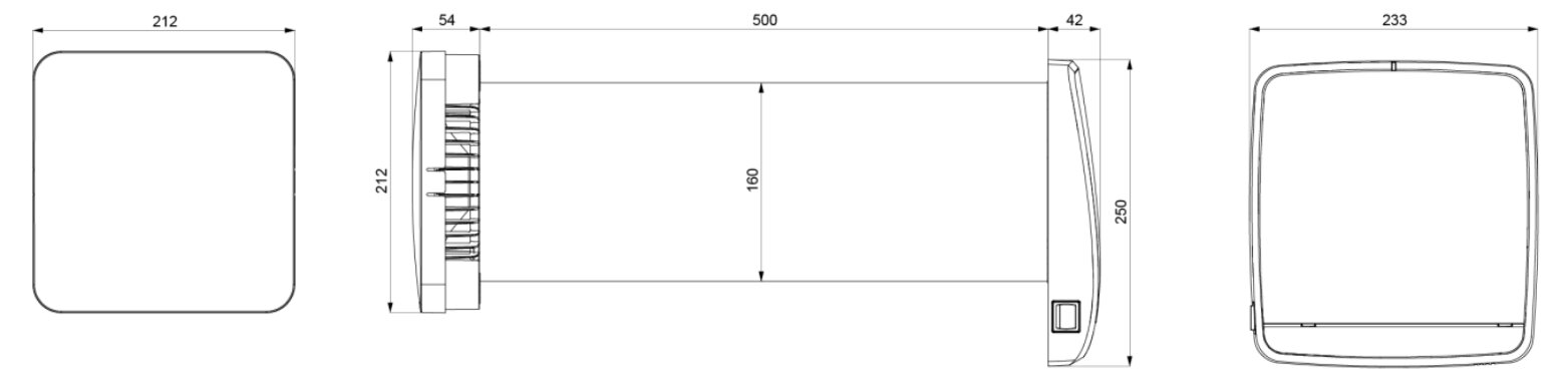 Maßzeichnung des Ambientika Advanced + von Südwind