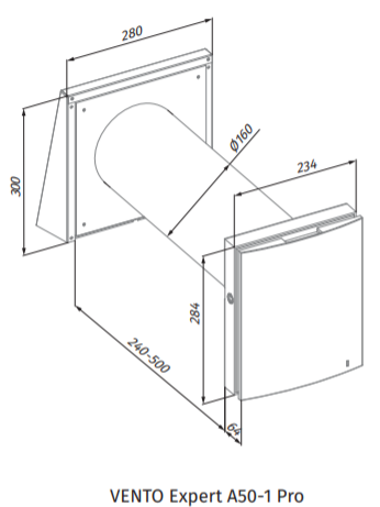 Außenabmessungen Blauberg Vento Expert A50-1 Pro