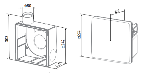 ABmessungen Valeo von Blauberg Ventilatoren
